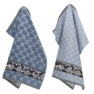 Hand- en Theedoek - Koeien - Blauw Grijs